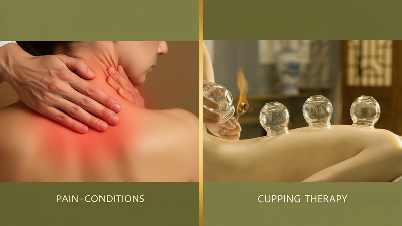 Trigger point deep tissue massage on the neck beside glass cupping therapy on the back at Azalea Spa in San Antonio